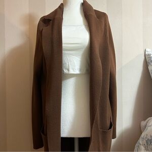 Open Front Brown Cardigan Jacket